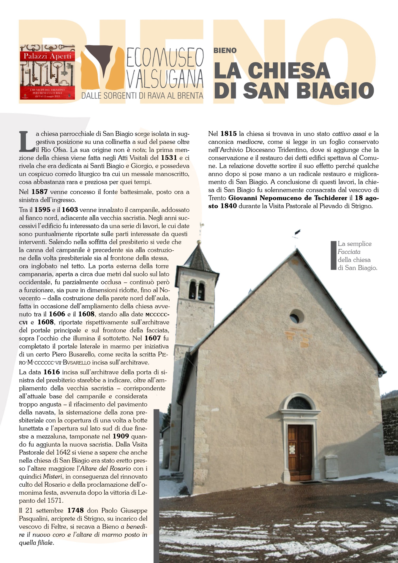 Bieno: la chiesa di San Biagio